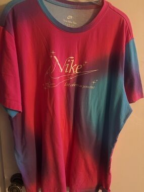 Nike pink or red idk  and Purple Crewneck Tee